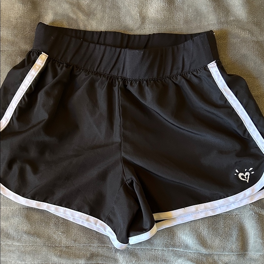 Justice Black Athletic Shorts with White Accents